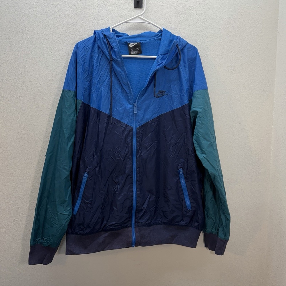 Nike‎ Sportswear Windrunner Track Jacket Mens Sz L Colorblock Blue Rain Jacket